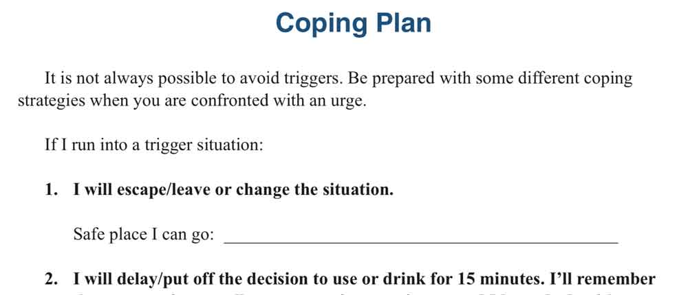 coping plan for alcohol use disorder